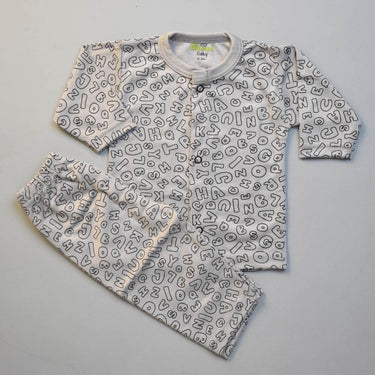 Night Suit For Baby – Grey Alphabet Design
